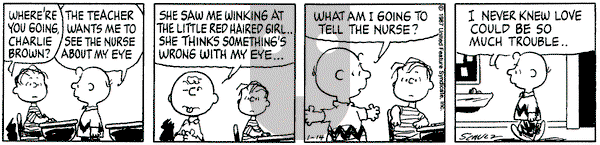Peanuts on Wednesday January 14, 1987 Comic Strip