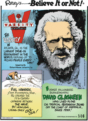 Ripley's Believe It or Not on Wednesday January 16, 2013 Comic Strip