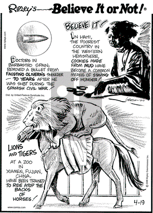 Ripley's Believe It or Not on Saturday April 19, 2008 Comic Strip