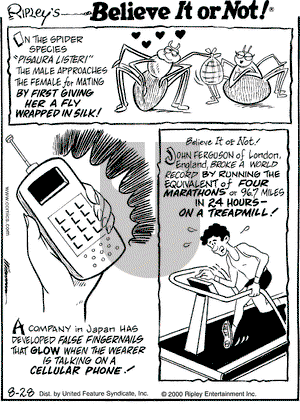Ripley's Believe It or Not on Monday August 28, 2000 Comic Strip