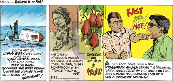 Ripley's Believe It or Not on Sunday May 21, 2017 Comic Strip
