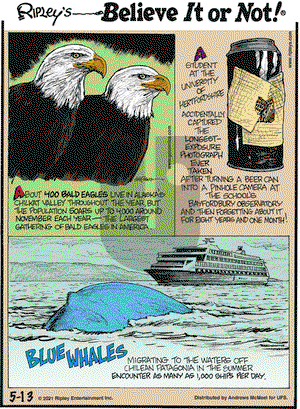 Ripley's Believe It or Not on Thursday May 13, 2021 Comic Strip