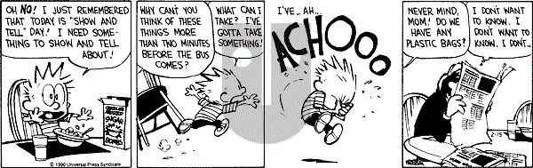Calvin and Hobbes - Thursday February 15, 1990 Comic Strip