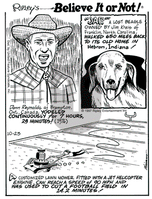 Ripley's Believe It or Not on Thursday October 23, 1997 Comic Strip