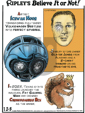 Ripley's Believe It or Not on Wednesday December 3, 2025 Comic Strip