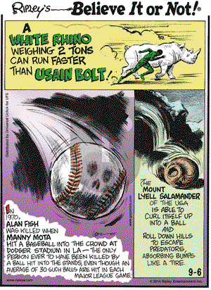 Ripley's Believe It or Not on Saturday September 6, 2014 Comic Strip