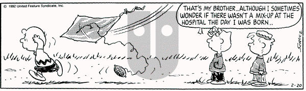 Peanuts on Thursday February 20, 1992 Comic Strip