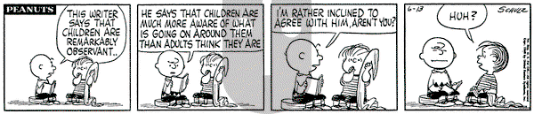 Peanuts on Monday June 13, 1960 Comic Strip