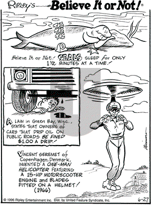 Ripley's Believe It or Not on Thursday June 27, 1996 Comic Strip