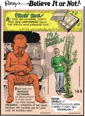 Ripley's Believe It or Not on Saturday October 8, 2016 Comic Strip