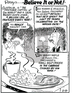 Ripley's Believe It or Not on Friday February 15, 2002 Comic Strip