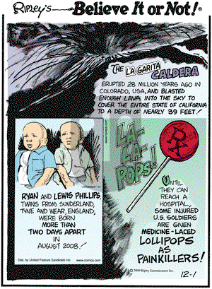 Ripley's Believe It or Not on Tuesday December 1, 2009 Comic Strip