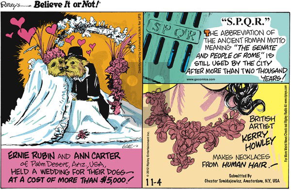 Ripley's Believe It or Not on Sunday November 4, 2012 Comic Strip