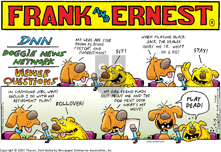 Frank and Ernest on Sunday July 15, 2001 Comic Strip