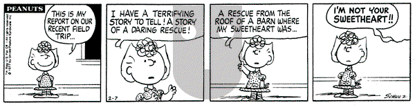 Peanuts on Monday February 7, 1977 Comic Strip