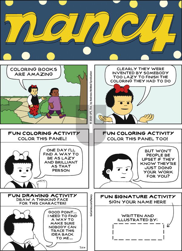 Nancy on Sunday July 26, 2020 Comic Strip