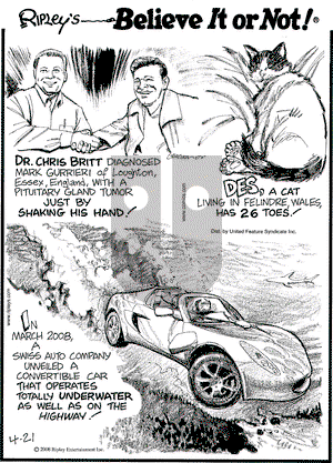 Ripley's Believe It or Not on Monday April 21, 2008 Comic Strip