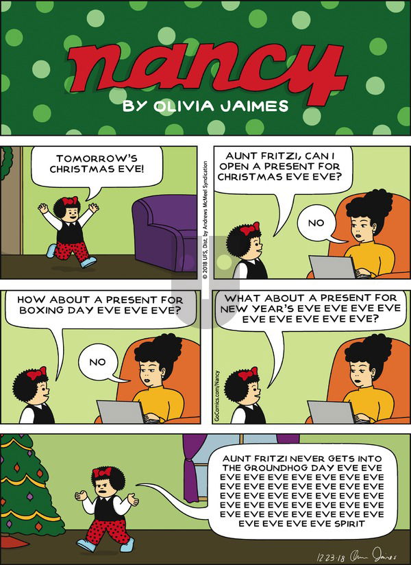 Nancy - Sunday December 23, 2018 Comic Strip