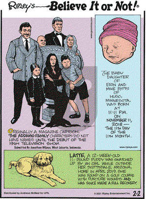 Ripley's Believe It or Not on Tuesday February 2, 2021 Comic Strip