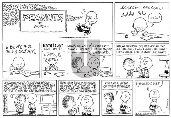 Peanuts on Sunday September 13, 1964 Comic Strip