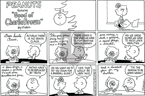 Peanuts - Sunday December 5, 1976 Comic Strip