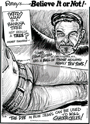 Ripley's Believe It or Not on Monday October 16, 2006 Comic Strip