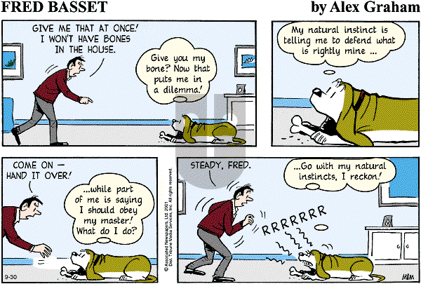 Fred Basset on Sunday September 30, 2001 Comic Strip