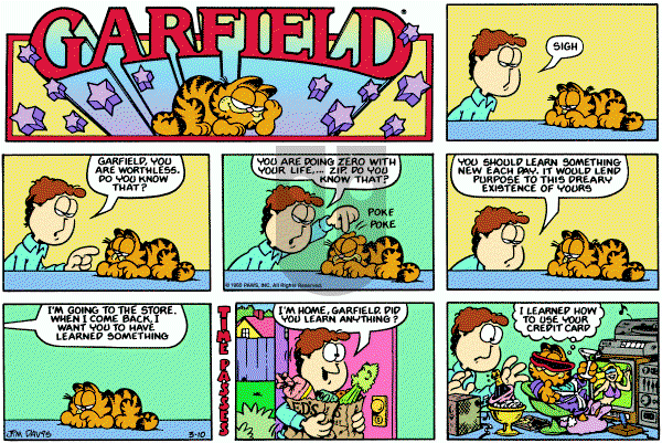 Garfield on Sunday March 10, 1985 Comic Strip