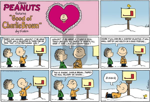 Peanuts on Sunday February 9, 2003 Comic Strip