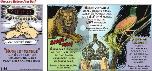 Ripley's Believe It or Not on Sunday March 30, 2025 Comic Strip