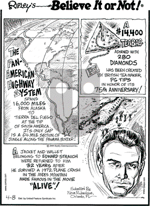 Ripley's Believe It or Not on Friday April 8, 2005 Comic Strip