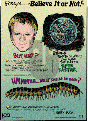 Ripley's Believe It or Not on Friday March 1, 2019 Comic Strip