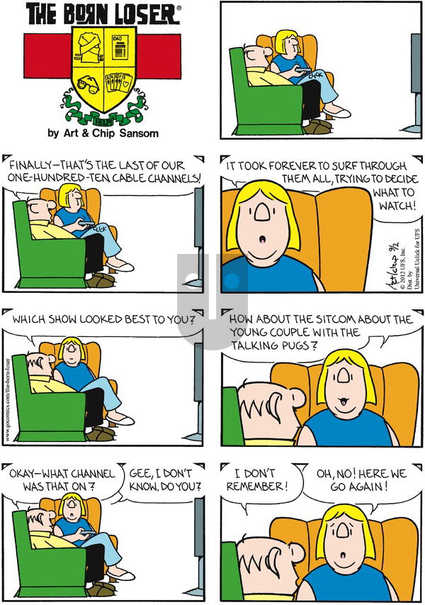 The Born Loser on Sunday September 2, 2012 Comic Strip