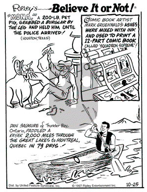 Ripley's Believe It or Not - Saturday October 25, 1997 Comic Strip