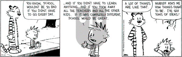 Calvin and Hobbes on Wednesday November 4, 2015 Comic Strip