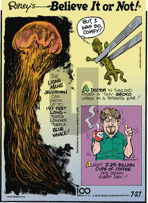 Ripley's Believe It or Not on Saturday July 27, 2019 Comic Strip