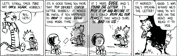 Calvin and Hobbes - Thursday August 12, 1993 Comic Strip