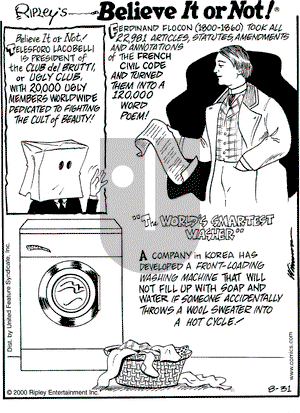 Ripley's Believe It or Not on Thursday August 31, 2000 Comic Strip