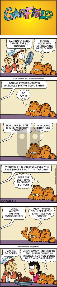 Garfield on Sunday March 15, 2015 Comic Strip