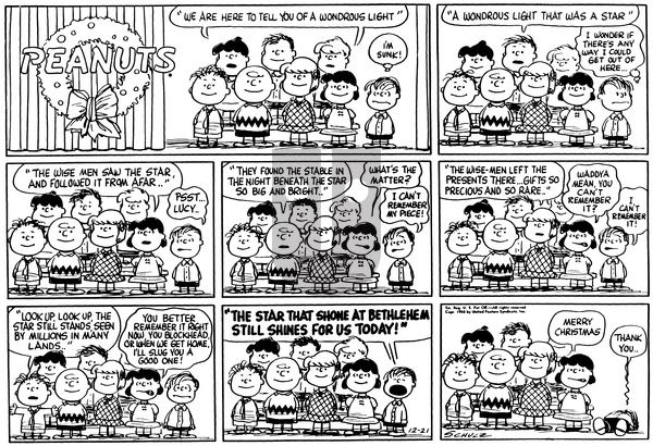 Peanuts on Sunday December 21, 1958 Comic Strip