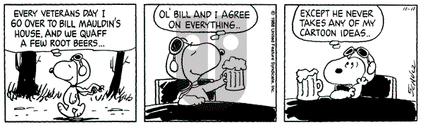 Peanuts - Friday November 11, 1988 Comic Strip