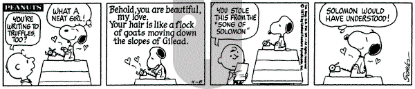 Peanuts on Tuesday April 8, 1975 Comic Strip