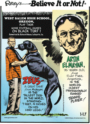 Ripley's Believe It or Not on Thursday January 17, 2013 Comic Strip