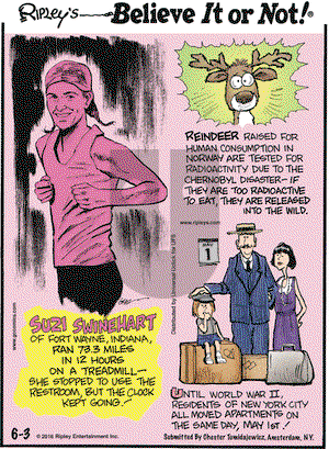 Ripley's Believe It or Not on Friday June 3, 2016 Comic Strip