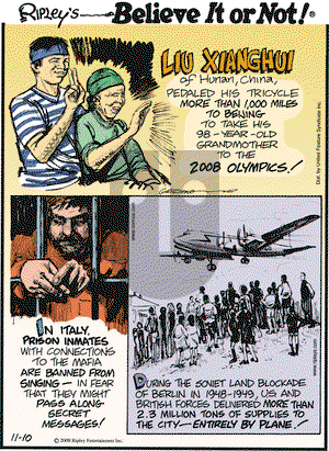 Ripley's Believe It or Not on Monday November 10, 2008 Comic Strip