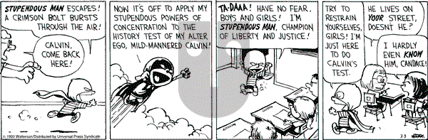 Calvin and Hobbes - Wednesday March 3, 1993 Comic Strip