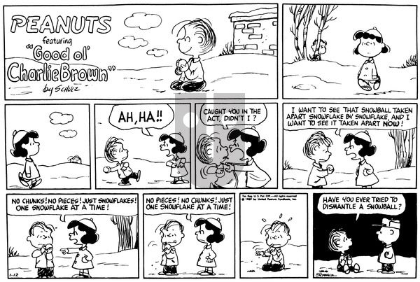Peanuts on Sunday January 12, 1969 Comic Strip