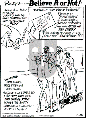 Ripley's Believe It or Not on Saturday May 15, 1999 Comic Strip