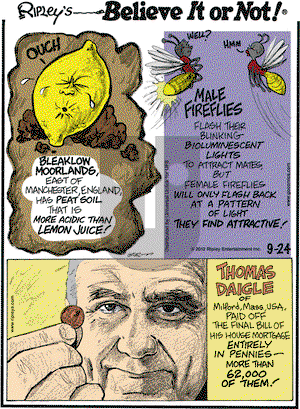 Ripley's Believe It or Not on Monday September 24, 2012 Comic Strip