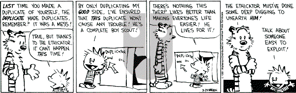 Calvin and Hobbes - Saturday March 23, 1991 Comic Strip